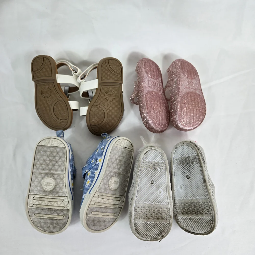 Wonder Nation Toddler Girls Assorted Colorful Spring 4 Pair Shoe Bundle‎ Size 4